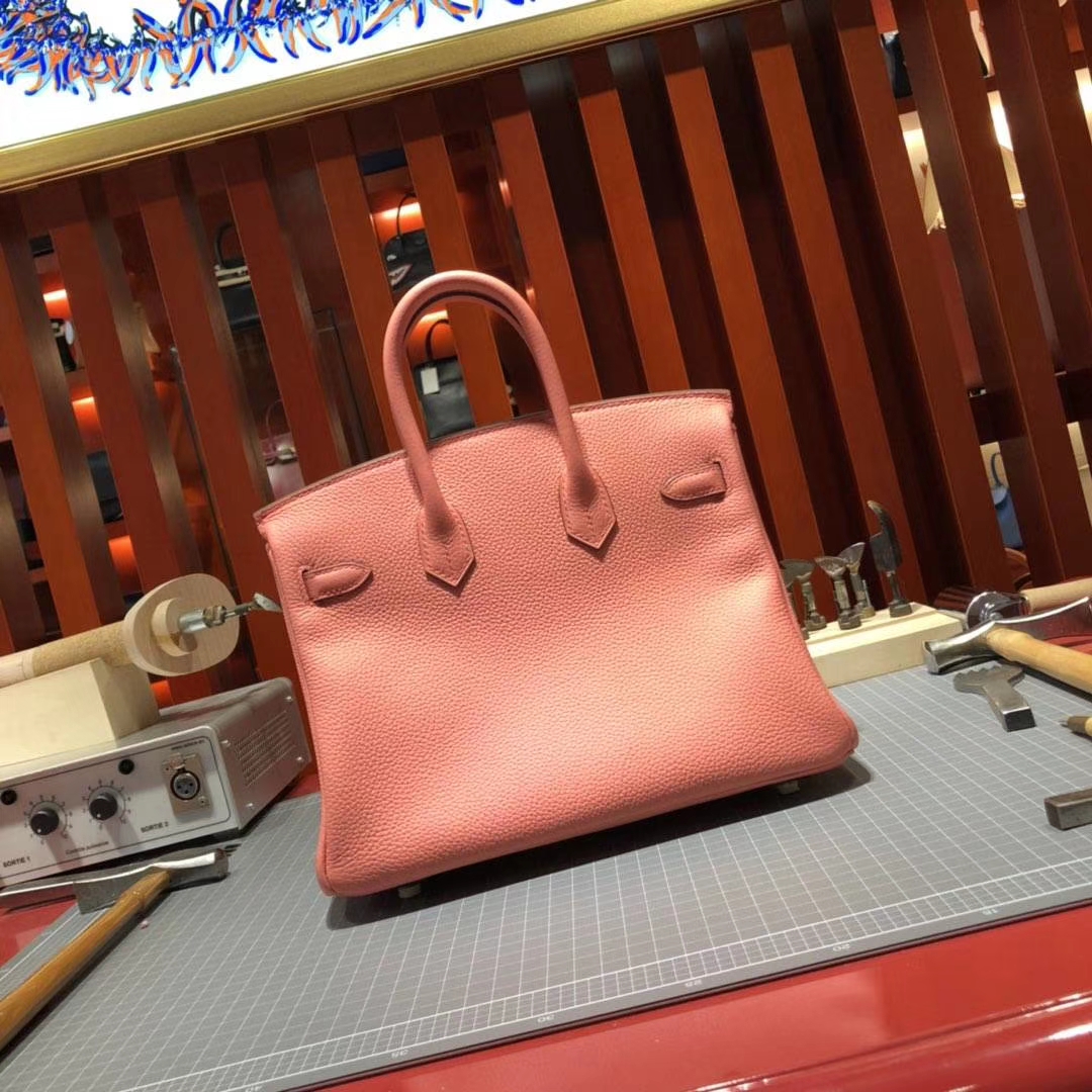 爱马仕包包官网 Hermes原厂Togo牛皮Birkin25铂金包I5月季粉 金扣