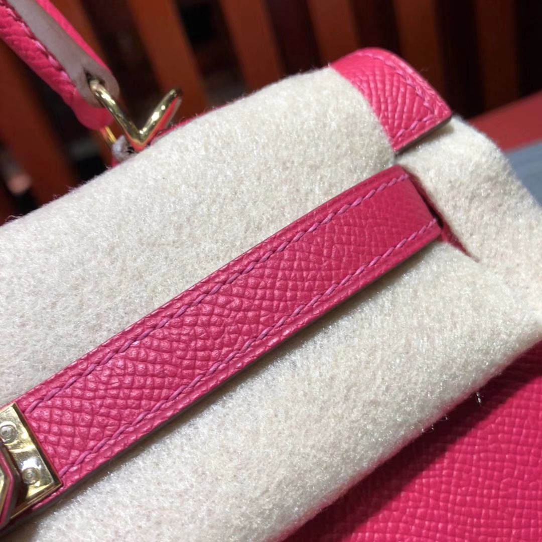 爱马仕Kelly包包 Hermes极度粉顶级Epsom牛皮凯莉包Kelly25CM 金扣