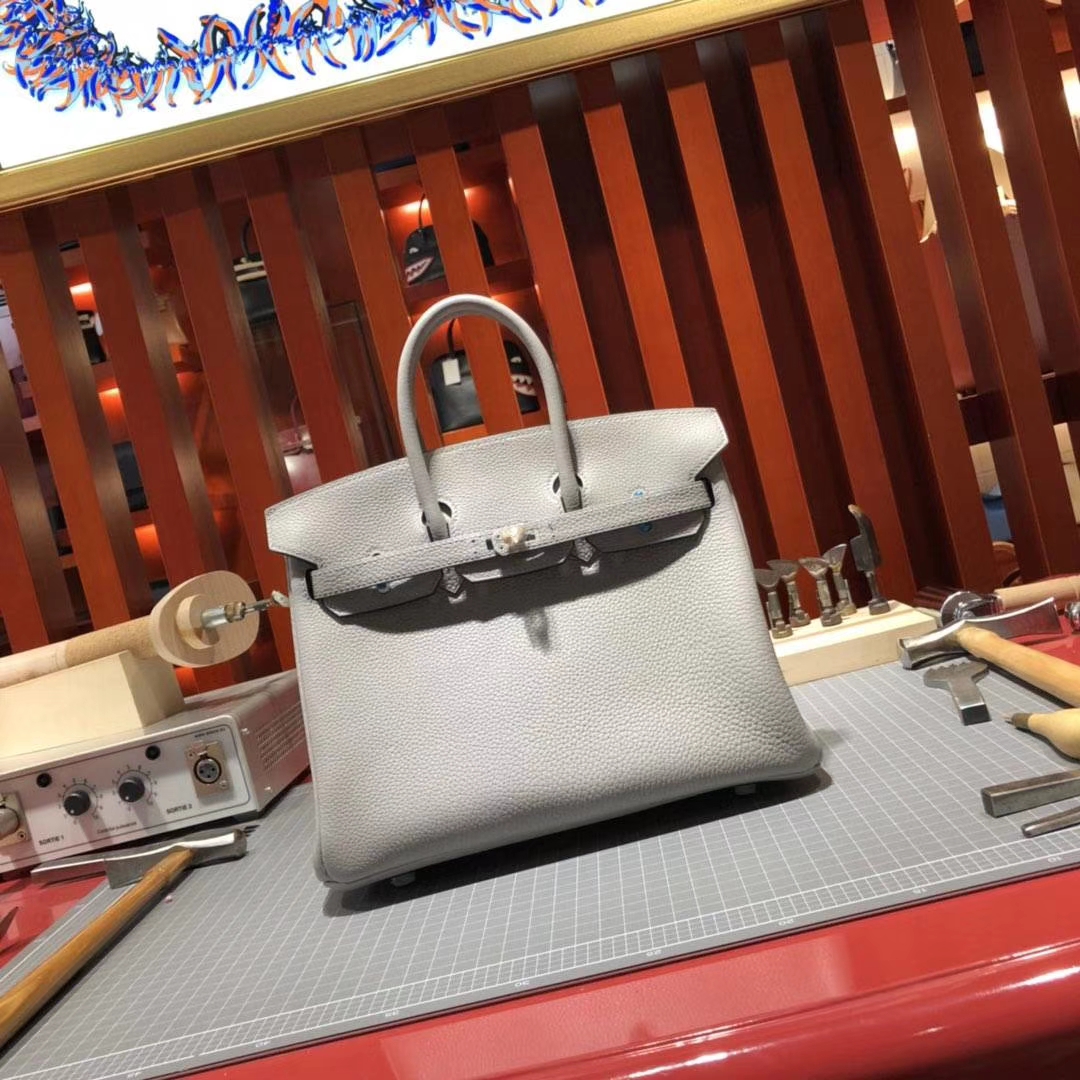 爱马仕Birkin包包 Hermes冰川蓝8U Glacierw原厂Togo牛皮铂金包 金扣