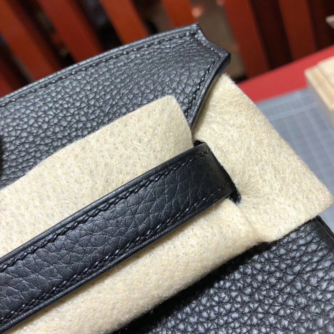 Hermes包包价格 爱马仕89黑色原厂Togo牛皮铂金包Birkin25CM 银扣