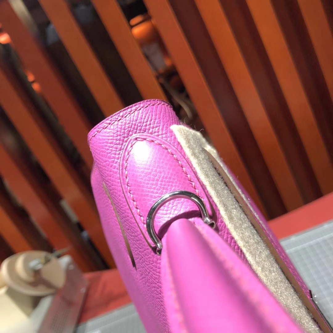 Hermes Kelly28CM 爱马仕玉兰紫原厂Epsom牛皮凯莉包 银扣