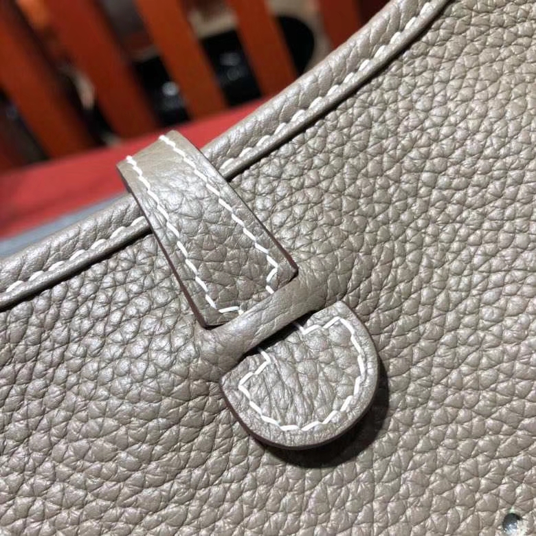 Hermes Evelyne16CM 爱马仕伊芙林包 18大象灰Clemence牛皮 银扣