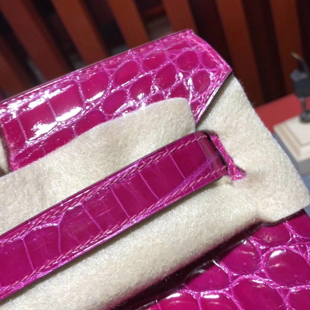 爱马仕铂金包尺寸 Hermes亮面尼罗鳄鱼皮Birkin女包J5天方夜谭粉紫30CM 金扣