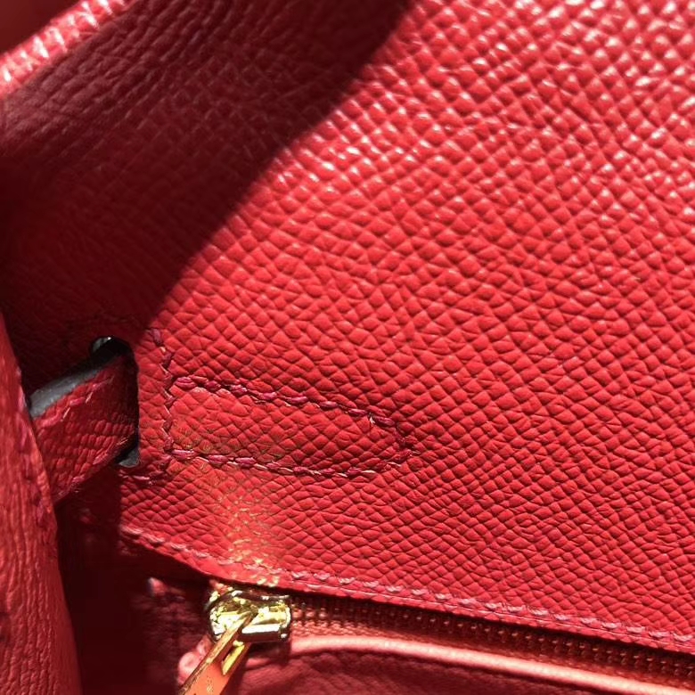 爱马仕凯莉包 Hermes Kelly25CM Q5国旗红Epsom皮 配新款Tressage Cuir肩带