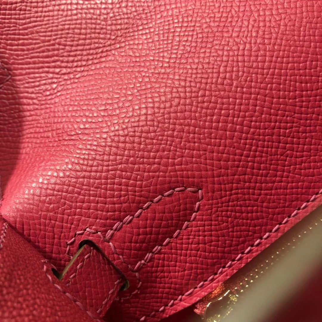 爱马仕Kelly包包 Hermes极度粉顶级Epsom牛皮凯莉包Kelly25CM 金扣