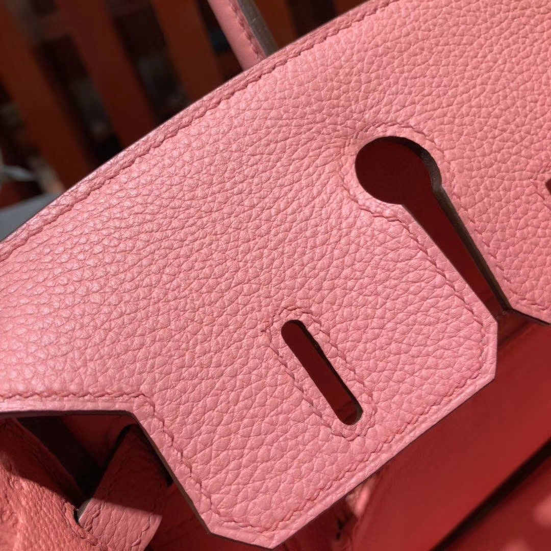 爱马仕包包官网 Hermes原厂Togo牛皮Birkin25铂金包I5月季粉 金扣