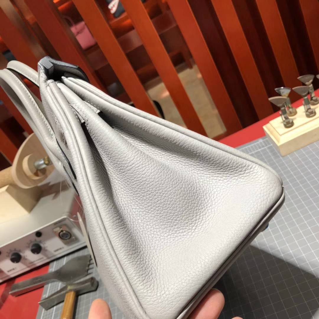 爱马仕Birkin包包 Hermes冰川蓝8U Glacierw原厂Togo牛皮铂金包 金扣
