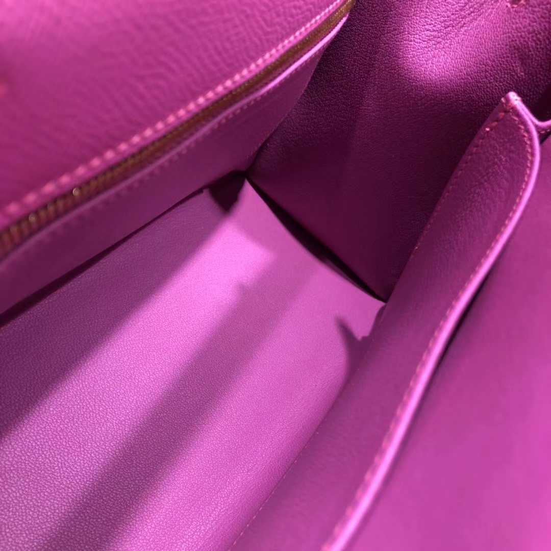 爱马仕凯莉包尺寸 Hermes Kelly25CM 玉兰紫原厂Epsom牛皮 金扣