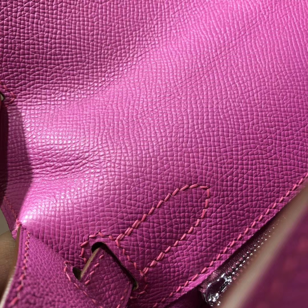 Hermes Kelly28CM 爱马仕玉兰紫原厂Epsom牛皮凯莉包 银扣