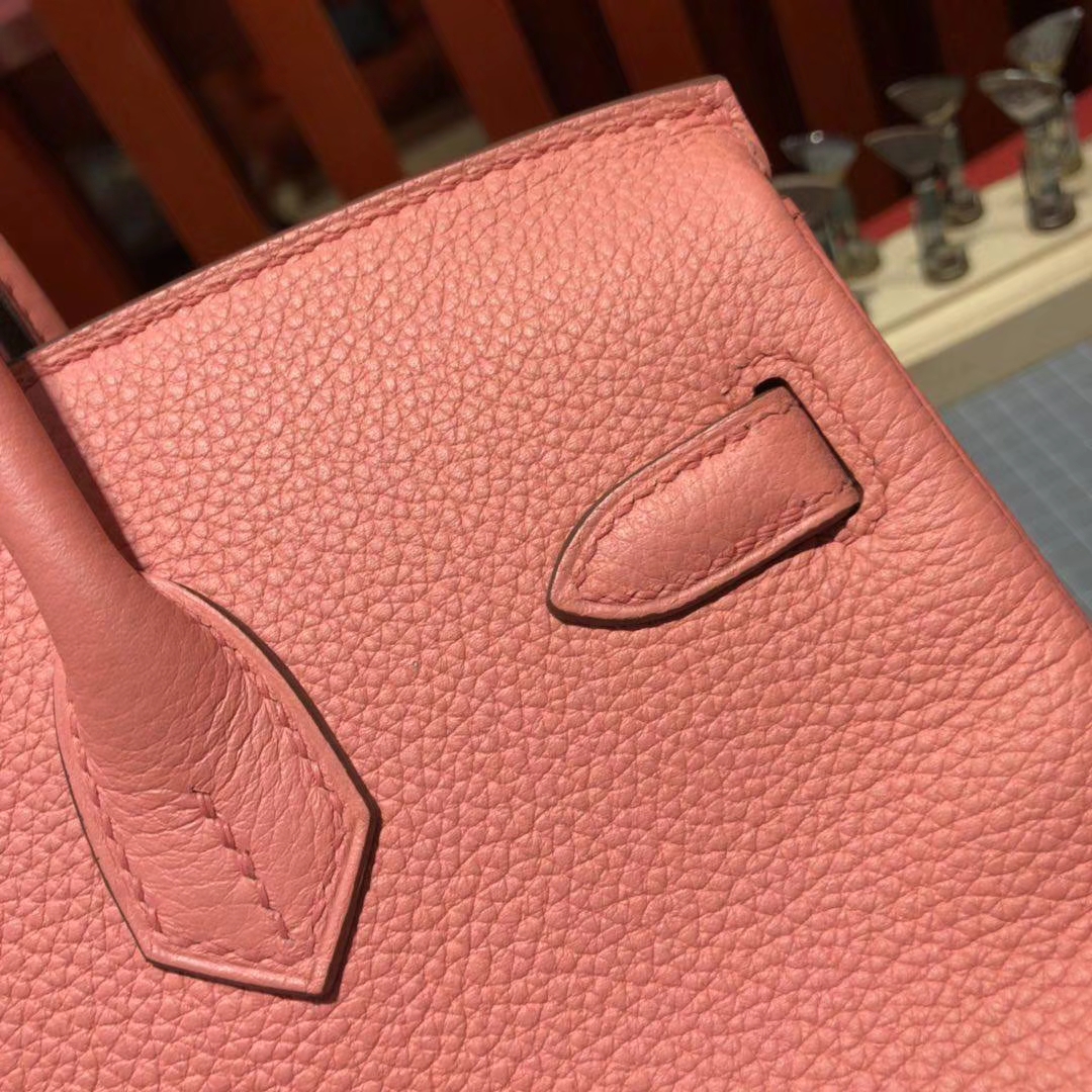 爱马仕包包官网 Hermes原厂Togo牛皮Birkin25铂金包I5月季粉 金扣