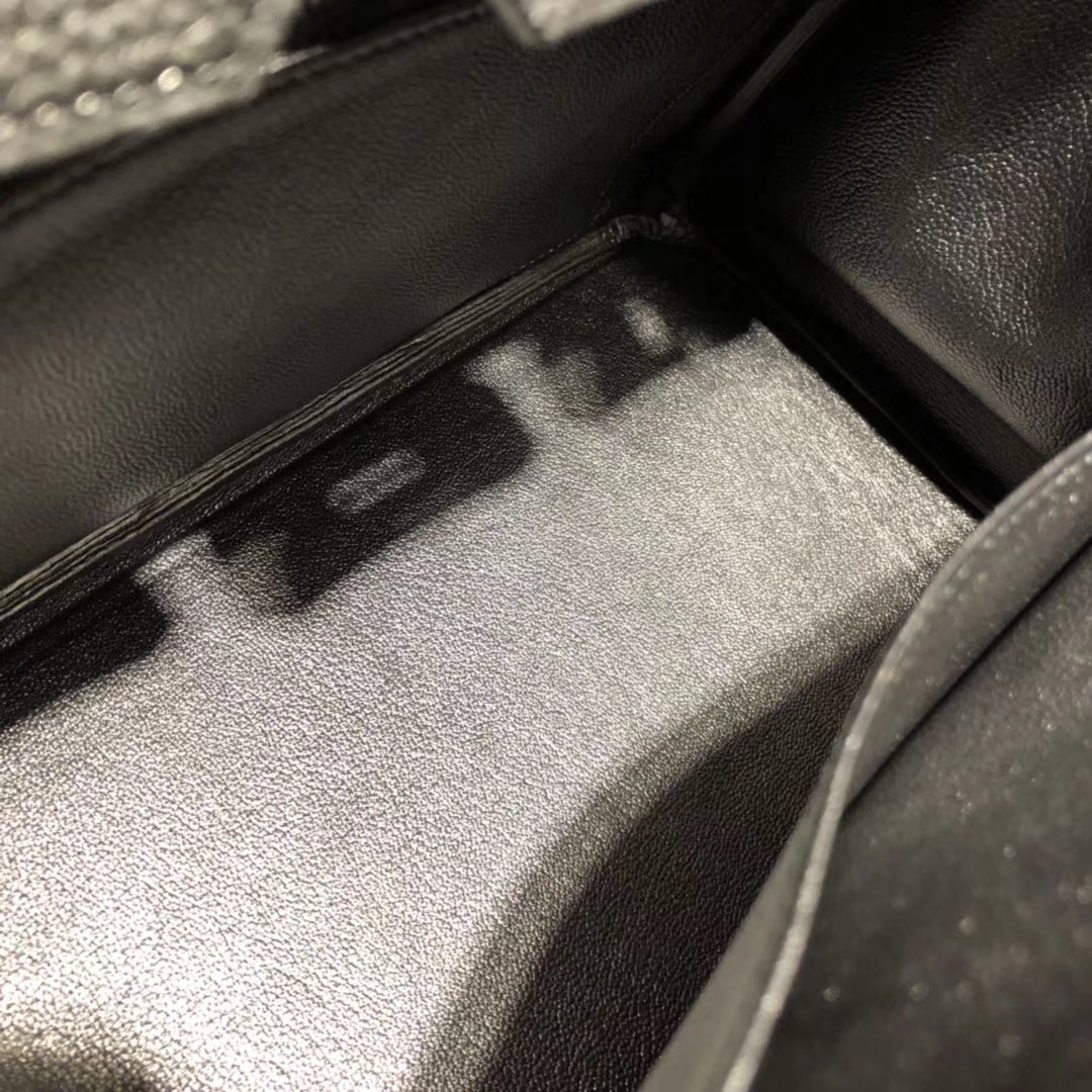 Hermes包包价格 爱马仕89黑色原厂Togo牛皮铂金包Birkin25CM 银扣