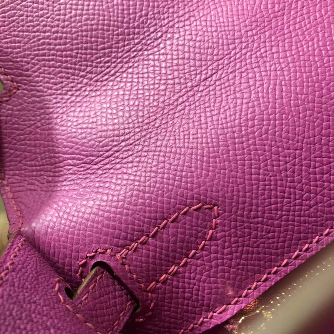 爱马仕凯莉包尺寸 Hermes Kelly25CM 玉兰紫原厂Epsom牛皮 金扣