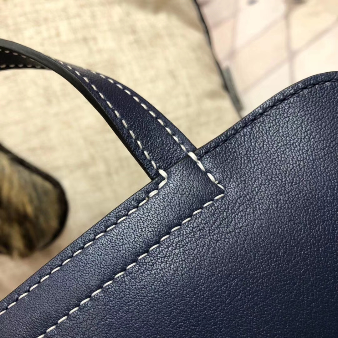 Hermes mini Halzan 爱马仕Swift牛皮斜挎手提包包 宝石蓝