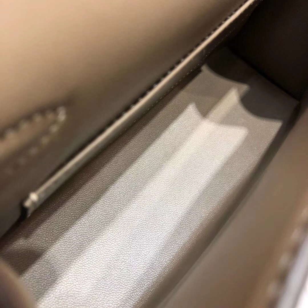 Hermes包包官网 爱马仕大象灰原厂Epsom牛皮Minikelly迷你凯莉包2代 银扣