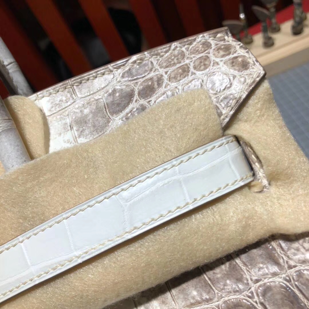 Hermes Birkin30CM 爱马仕喜马拉雅两点鳄鱼皮铂金包 银扣