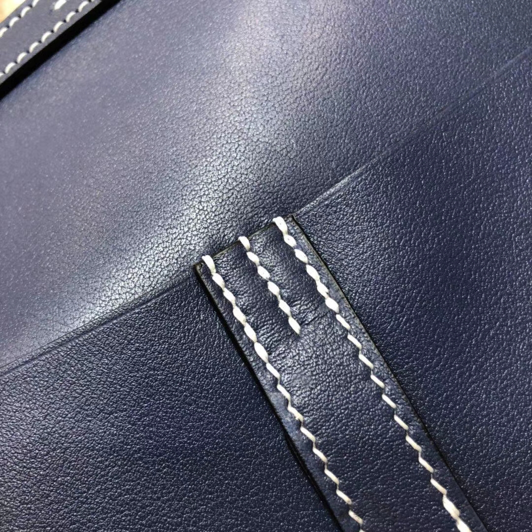Hermes mini Halzan 爱马仕Swift牛皮斜挎手提包包 宝石蓝