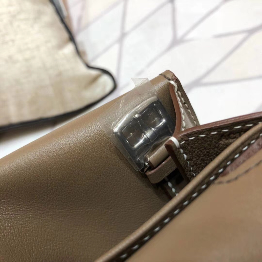 爱马仕包包价格 Hermes mini Halzan 大象灰Swift牛皮手提包