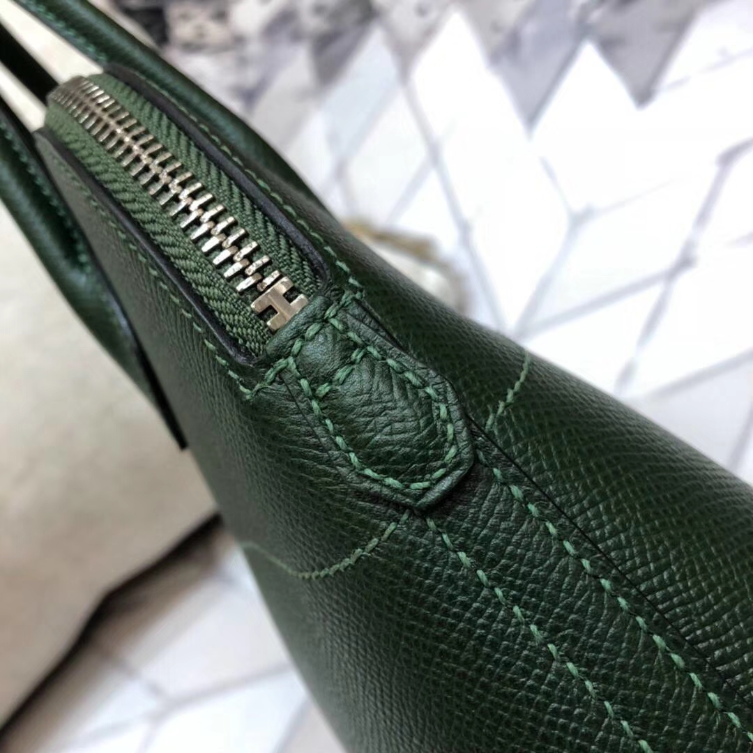 爱马仕保龄球包 Hermes Bolide27CM 英国绿顶级Epsom牛皮手提女包