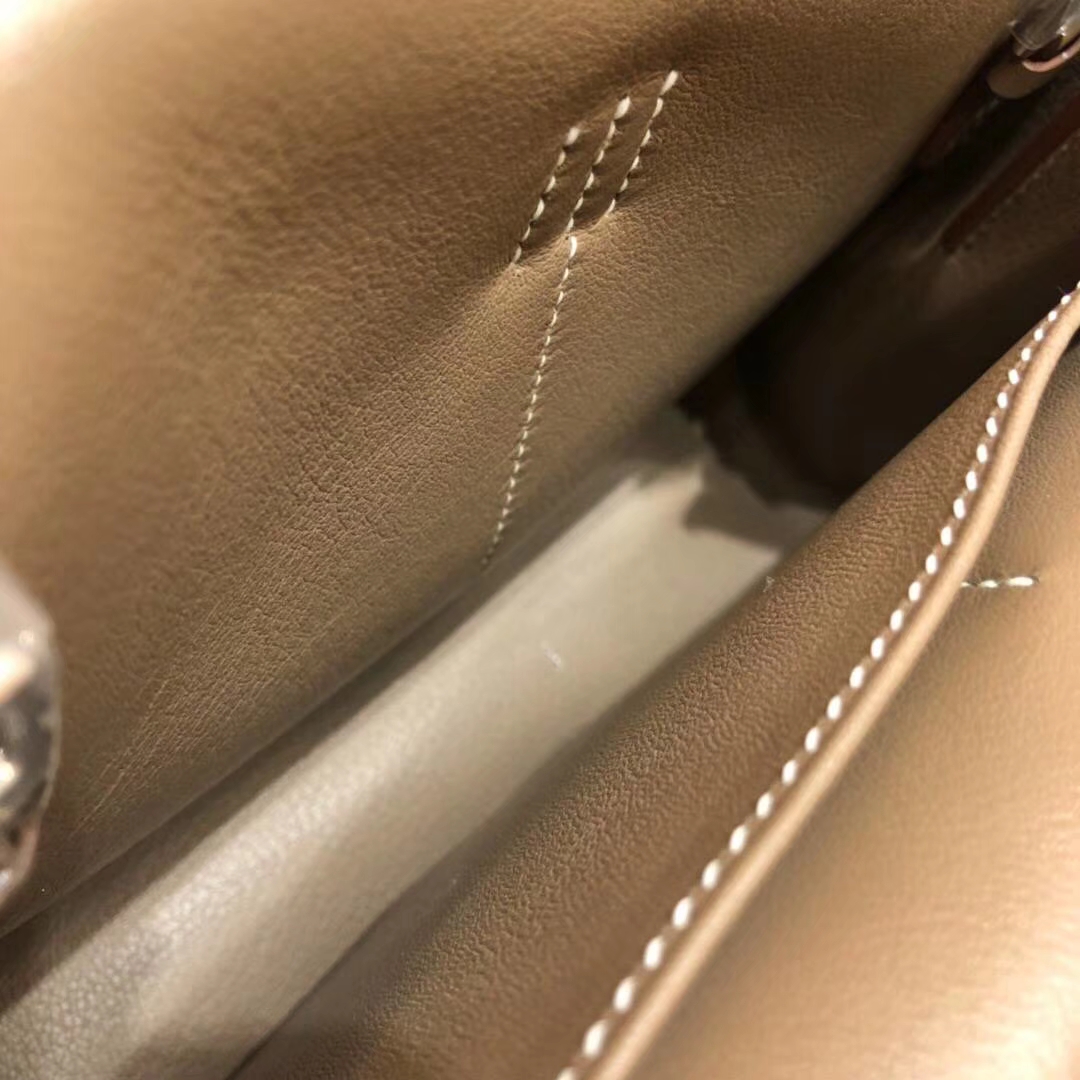 爱马仕包包价格 Hermes mini Halzan 大象灰Swift牛皮手提包