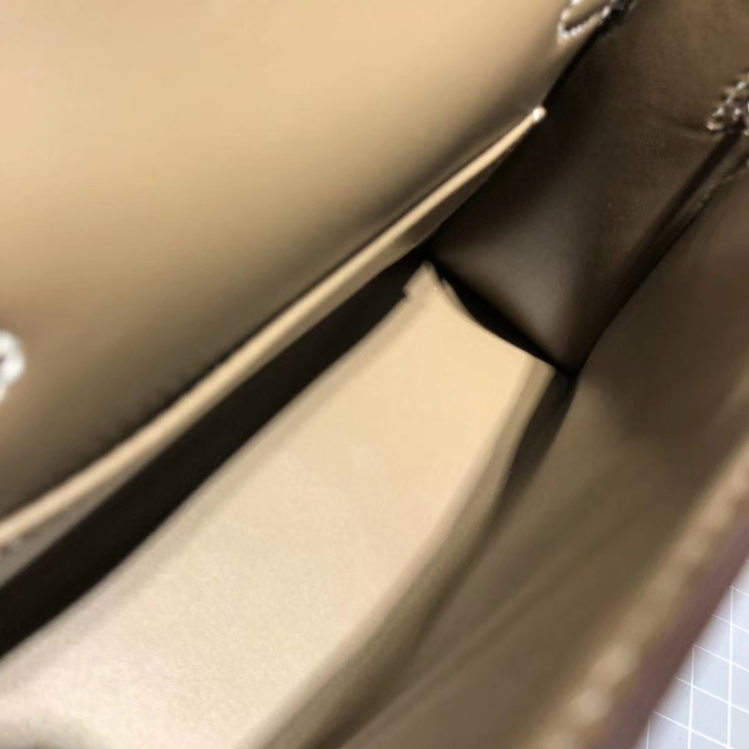 Hermes Minikelly2代 爱马仕顶级山羊皮迷你凯莉包2代19CM 大象灰 金扣