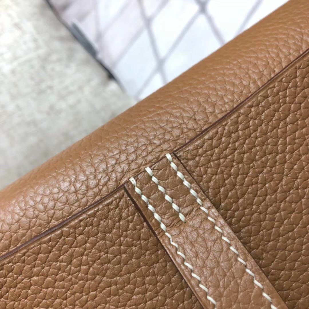 Hermes新款女包 爱马仕土黄色TC牛皮mini Halzan手提包包