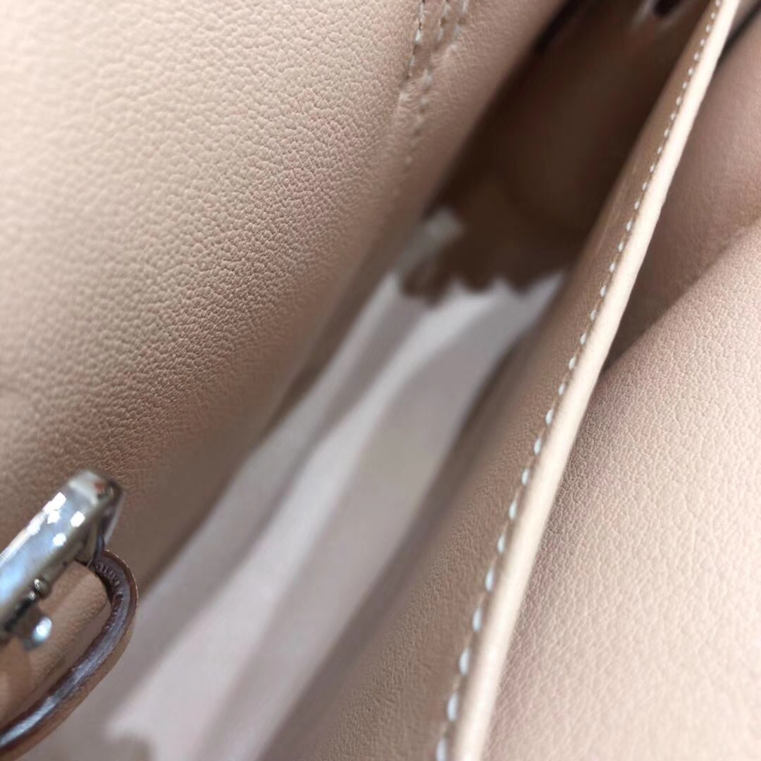 爱马仕手提包 Hermes mini Halzan 裸粉色Swift牛皮手提斜挎包