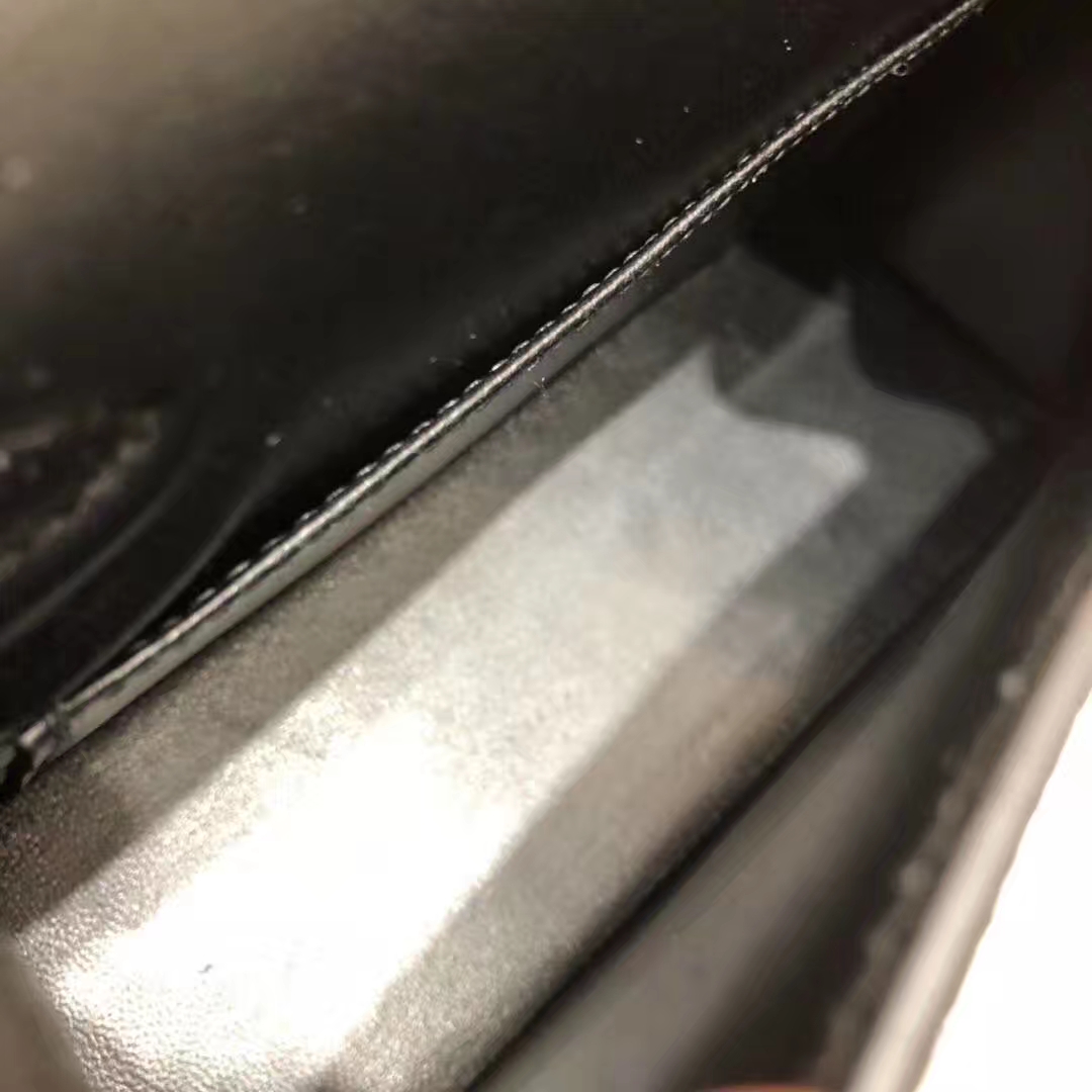Hermes Minikelly2代 爱马仕黑色原厂Epsom牛皮迷你凯莉包2代手包 金扣