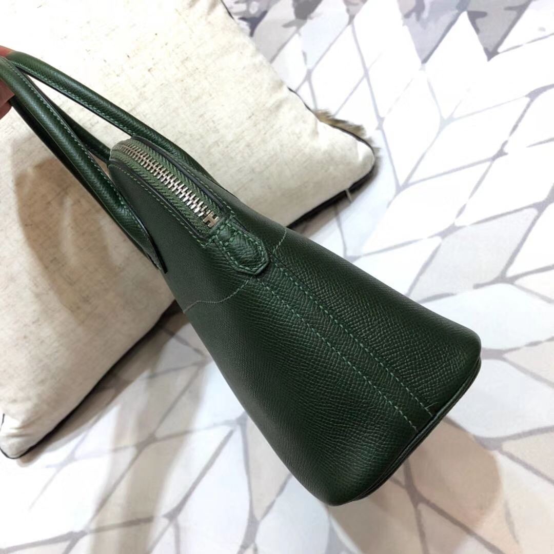 爱马仕保龄球包 Hermes Bolide27CM 英国绿顶级Epsom牛皮手提女包