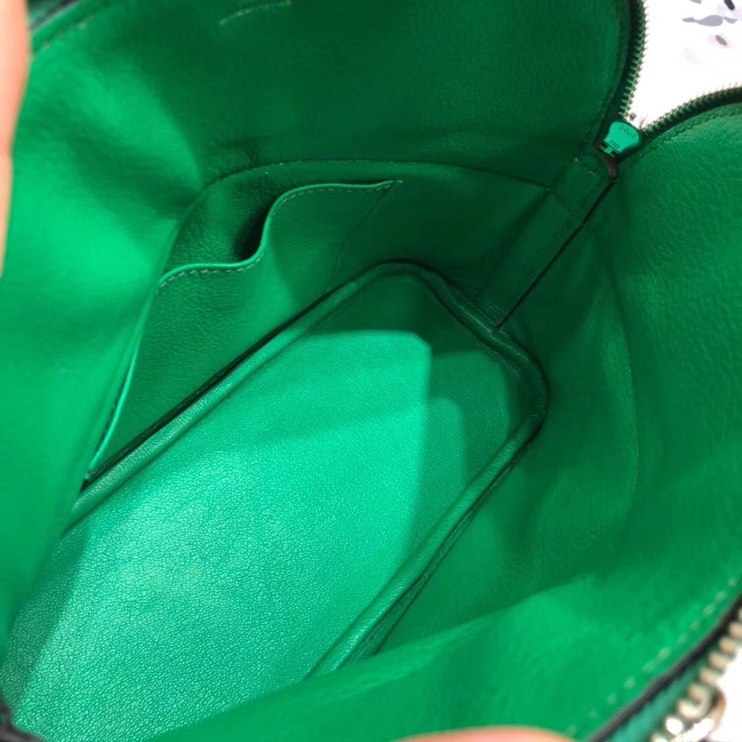 爱马仕保龄球包 Hermes竹子绿顶级Togo牛皮Bolide女包手提包27CM