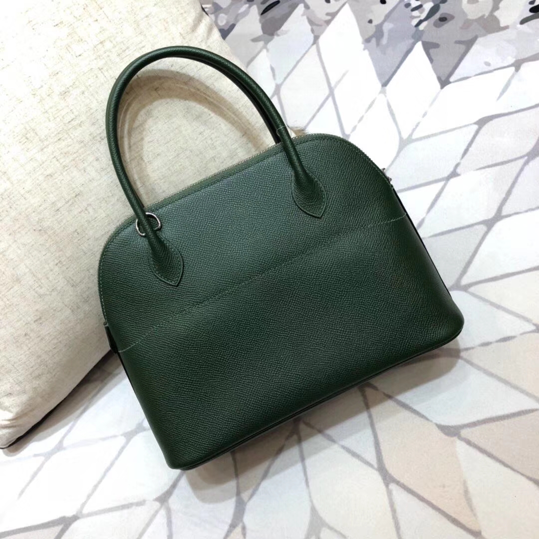 爱马仕保龄球包 Hermes Bolide27CM 英国绿顶级Epsom牛皮手提女包