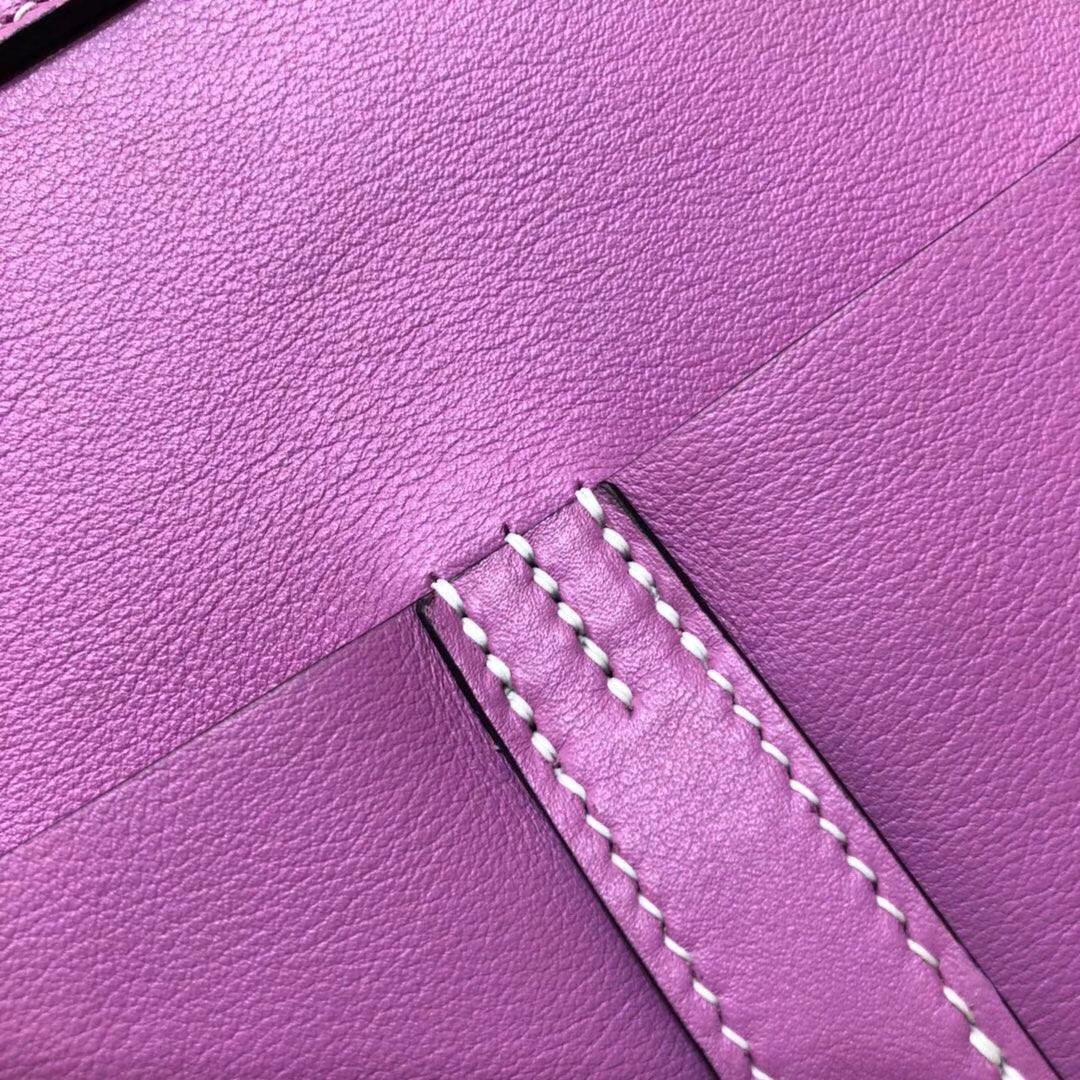 爱马仕新款女包 Hermes mini Halzan 浅紫色Swift牛皮手提斜挎包