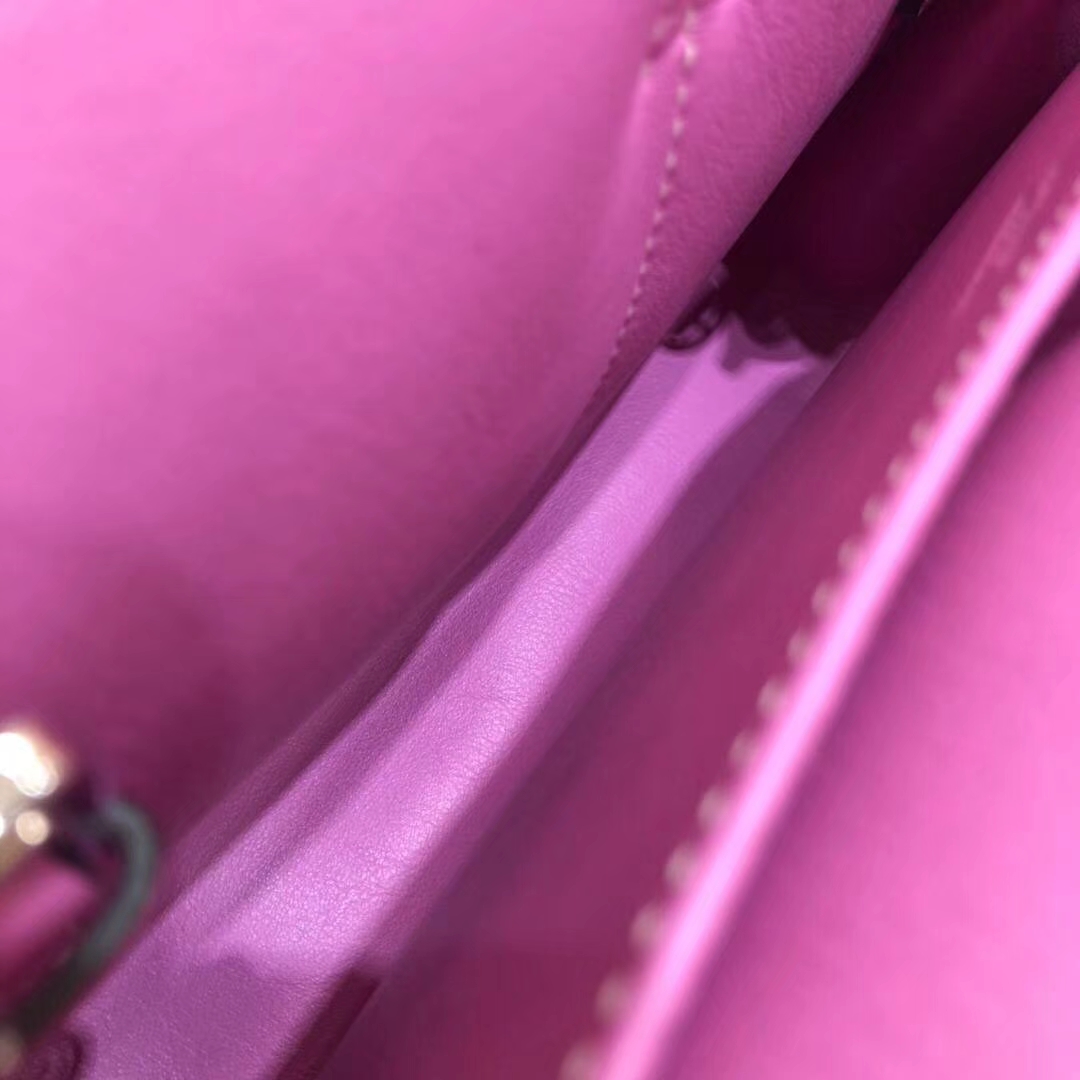 爱马仕新款女包 Hermes mini Halzan 浅紫色Swift牛皮手提斜挎包