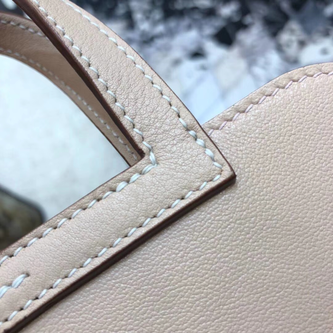爱马仕手提包 Hermes mini Halzan 裸粉色Swift牛皮手提斜挎包