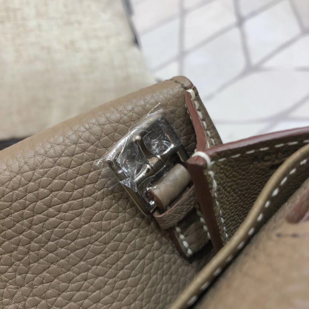爱马仕新款包包 Hermes mini Halzan 大象灰TC牛皮手提斜挎两用包