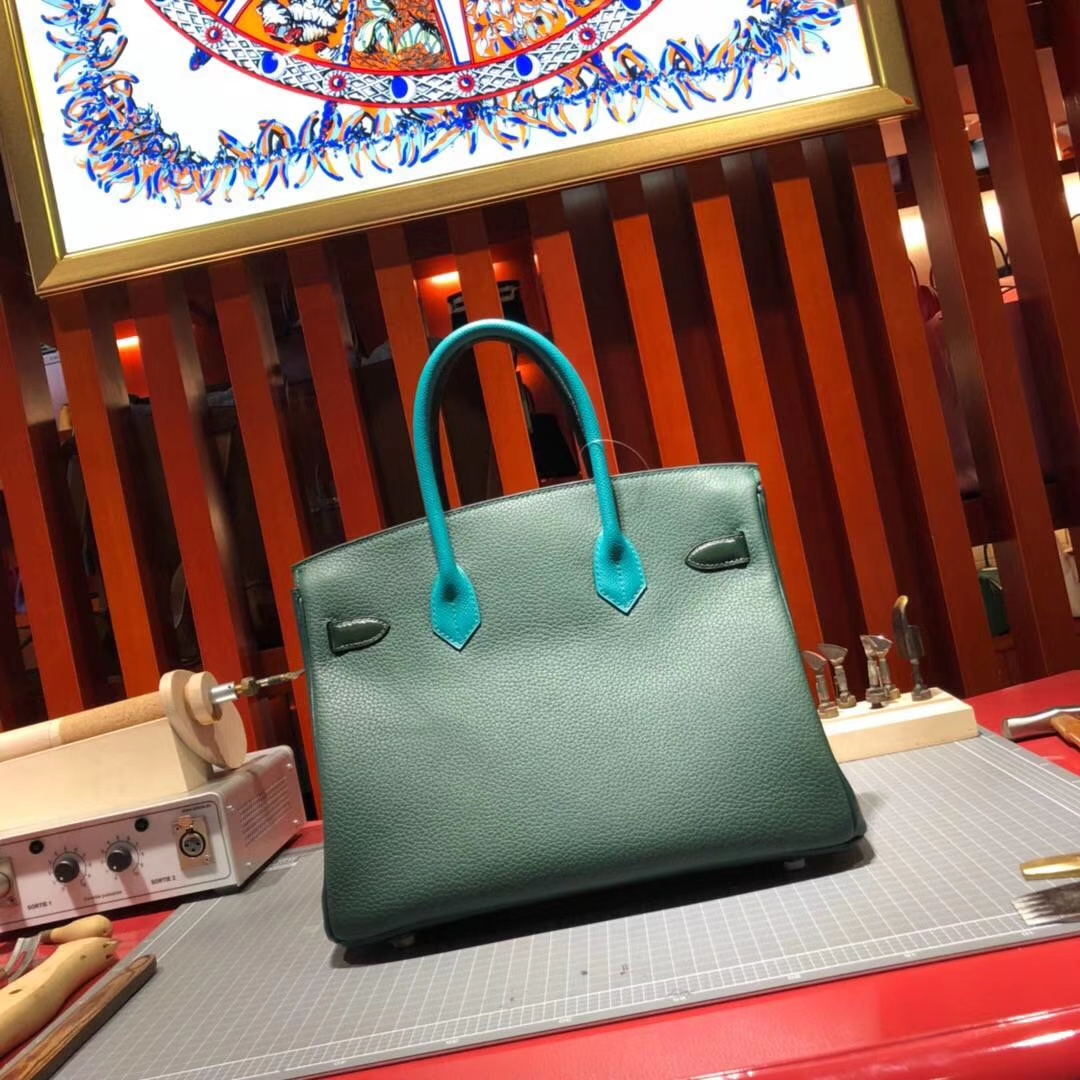 爱马仕拼色铂金包 Hermes 8拼皮6拼色鳄鱼皮Birkin30CM 银扣
