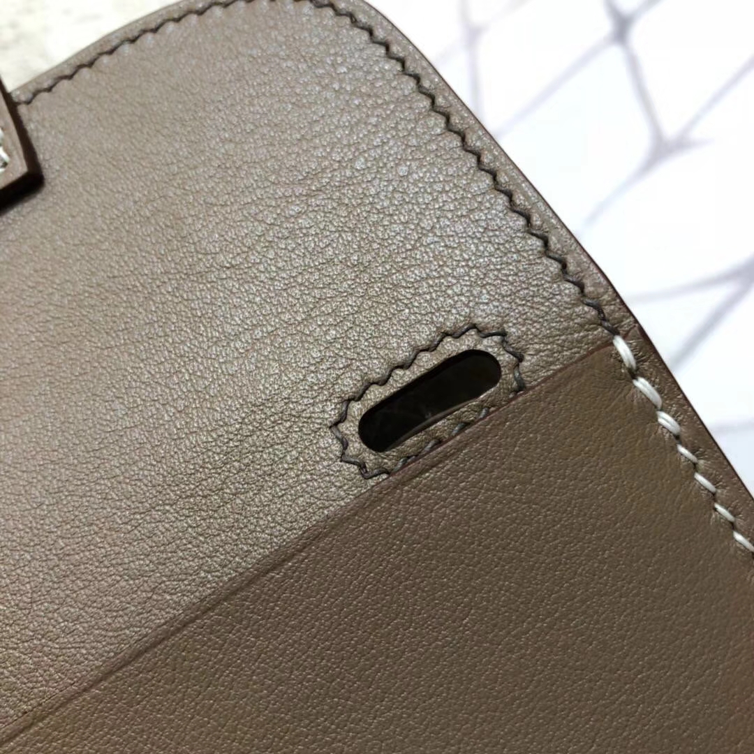 爱马仕包包价格 Hermes mini Halzan 大象灰Swift牛皮手提包