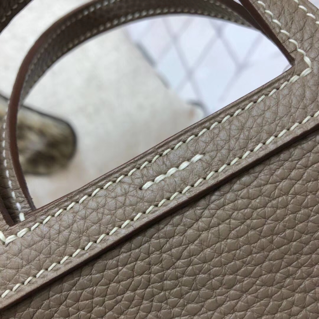 爱马仕新款包包 Hermes mini Halzan 大象灰TC牛皮手提斜挎两用包