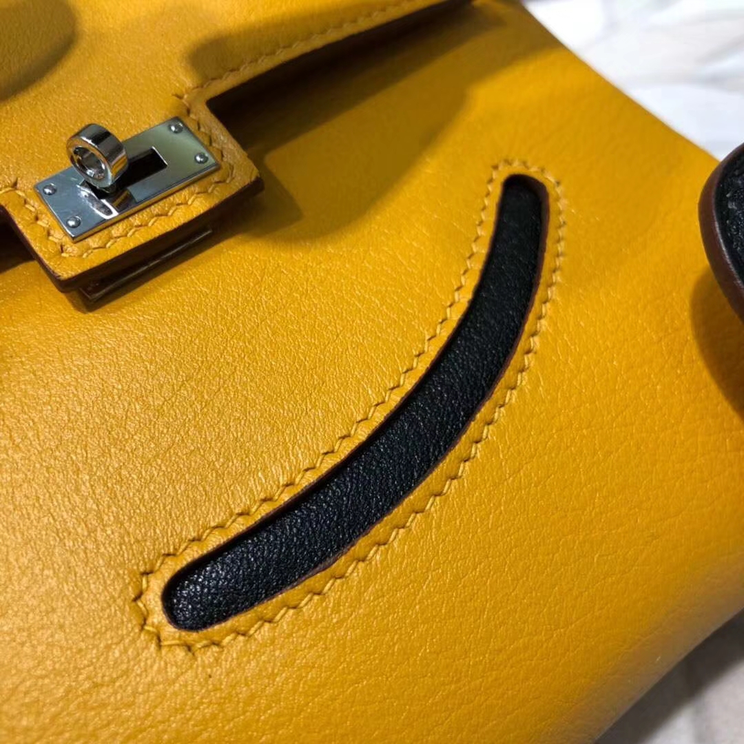 Hermes Kelly Doll 爱马仕琥珀黄Swift牛皮凯莉娃娃包手提斜挎女包 银扣