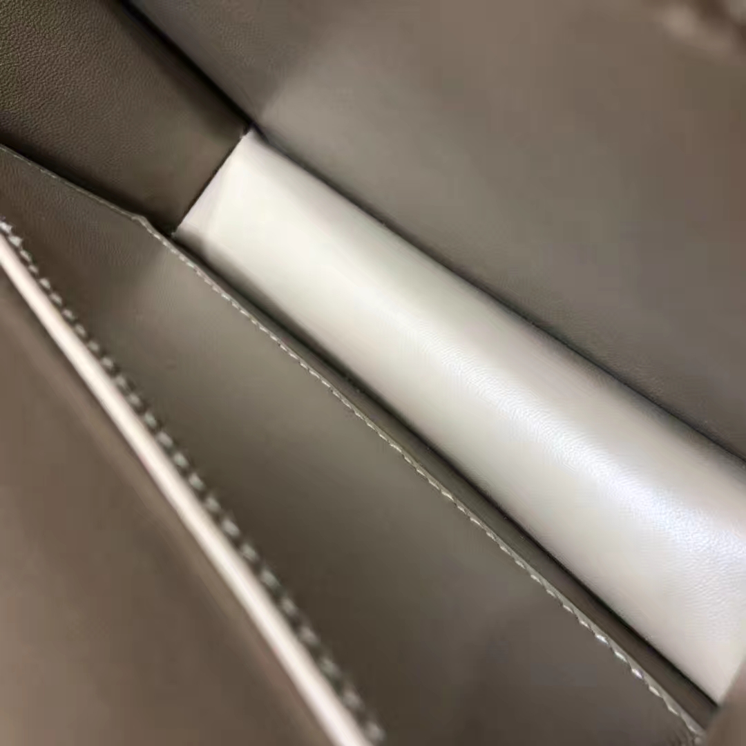 Hermes Constance19CM 爱马仕原厂掌纹牛皮空姐包斜挎女包 沥青灰