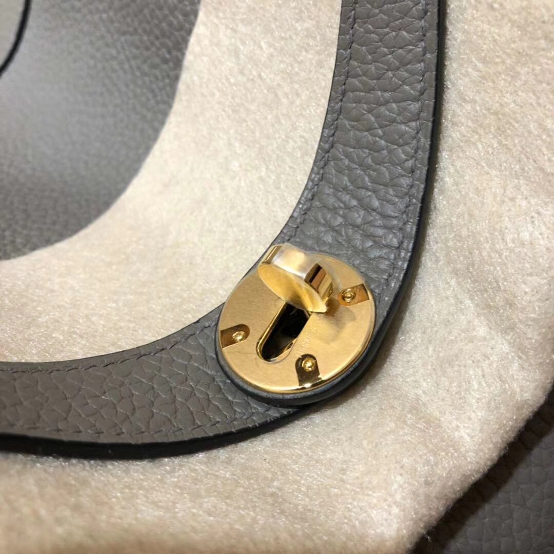 爱马仕拼色琳迪包 Hermes Lindy30CM 锡器灰拼玛瑙蓝原厂TC牛皮 金扣