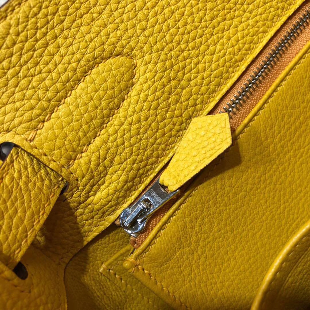 爱马仕新款单肩包 Hermes So Kelly22CM 9D琥珀黄TC牛皮 银扣