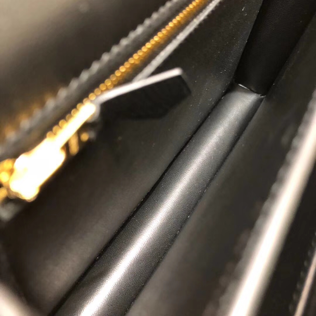 Hermes Constance23CM 爱马仕89黑色Epsom牛皮康斯坦空姐包 金扣