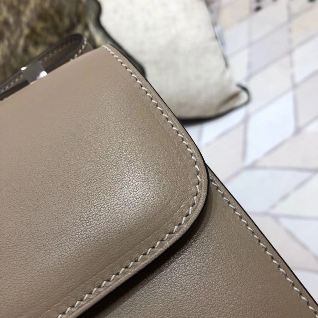 Hermes Constance23CM 爱马仕CC81斑鸠灰原厂Swift牛皮空姐包 银扣