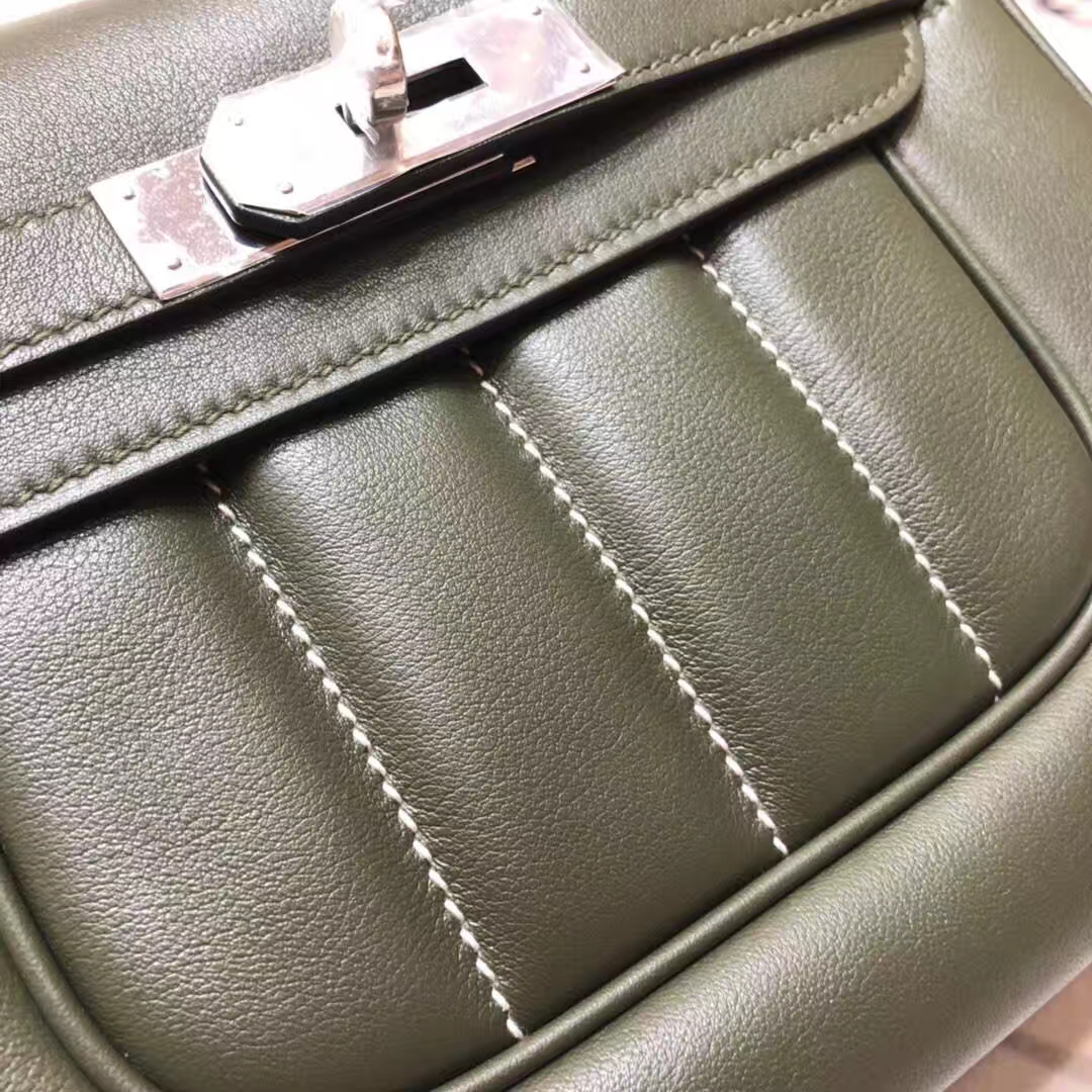 爱马仕包包价格 Hermes军绿色原厂Swift牛皮Parfums单肩斜挎女包