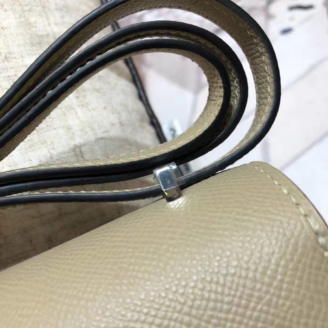 爱马仕空姐包价格 Hermes Constance19CM 斑鸠灰原厂Epsom牛皮 银扣