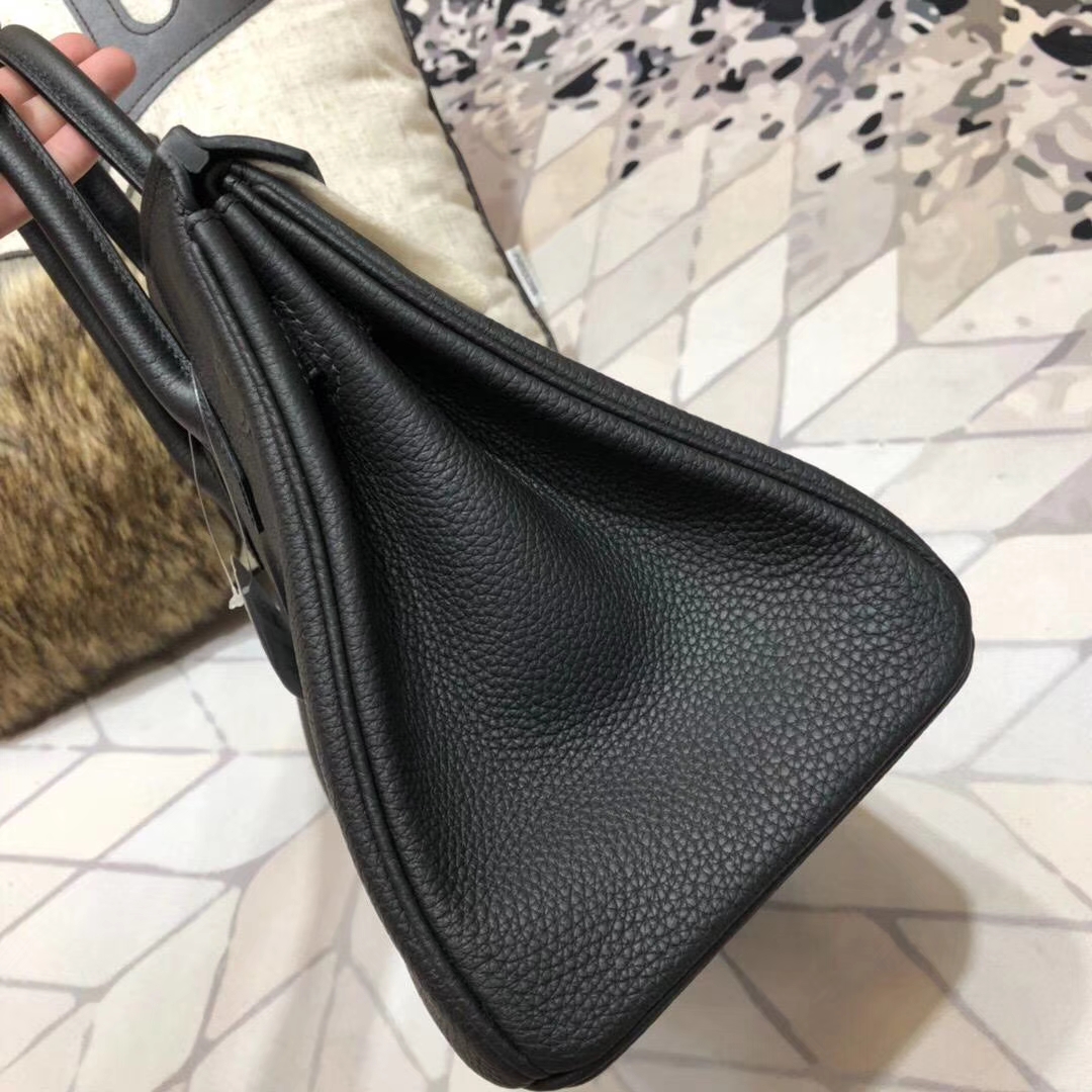 Hermes Birkin30CM 爱马仕黑色Togo小牛皮铂金包 银扣