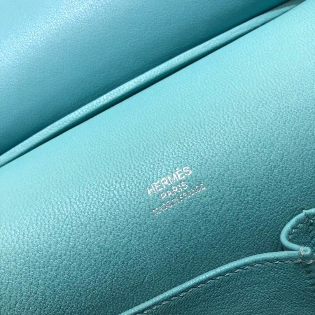 Hermes Jypsiere 爱马仕马卡龙蓝原厂Swift牛皮男女同用单肩斜挎包