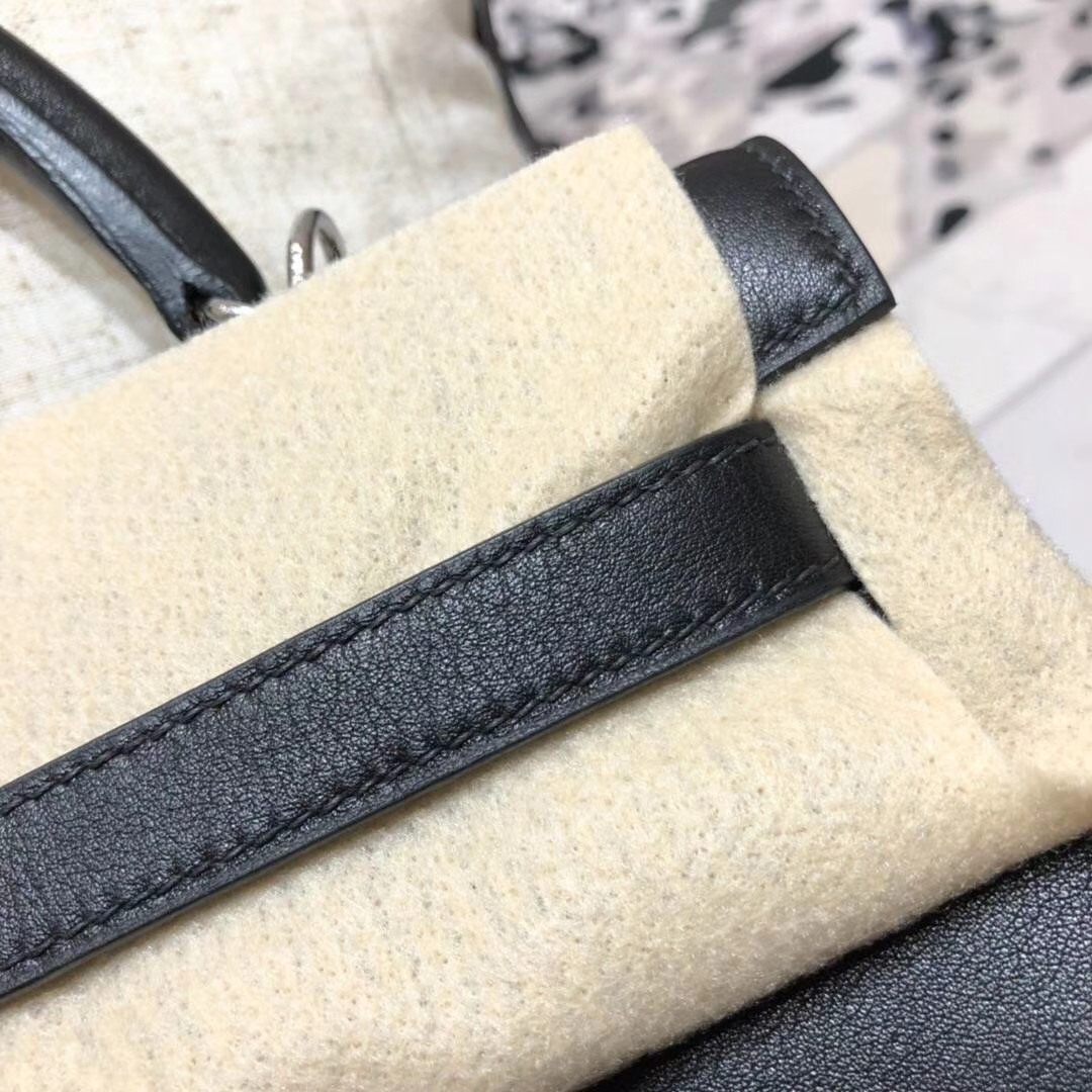 爱马仕凯莉包价格 Hermes原厂Swift牛皮Kelly包包32CM CK89黑色 银扣