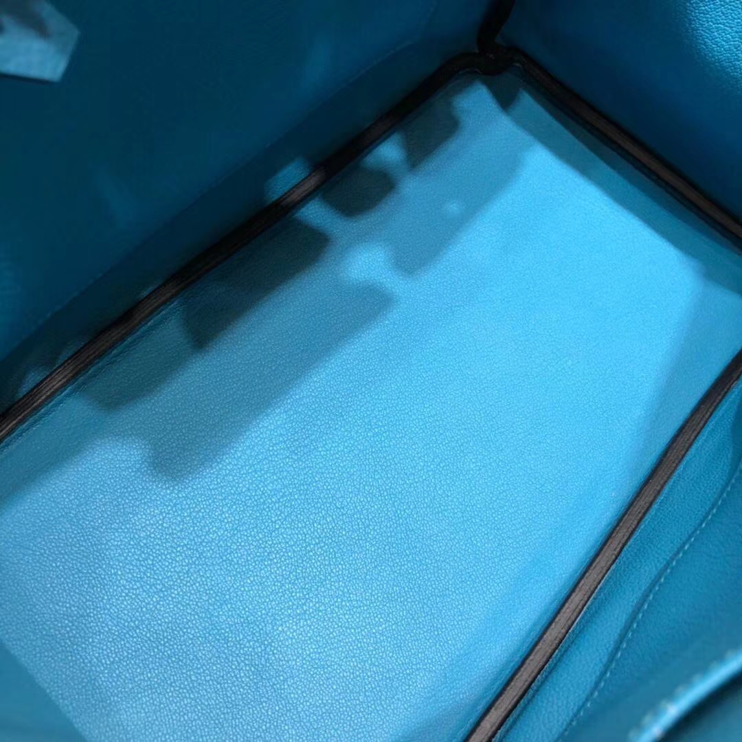 爱马仕女包价格 Hermes Birkin30CM 松石蓝原厂Togo牛皮铂金包 金扣