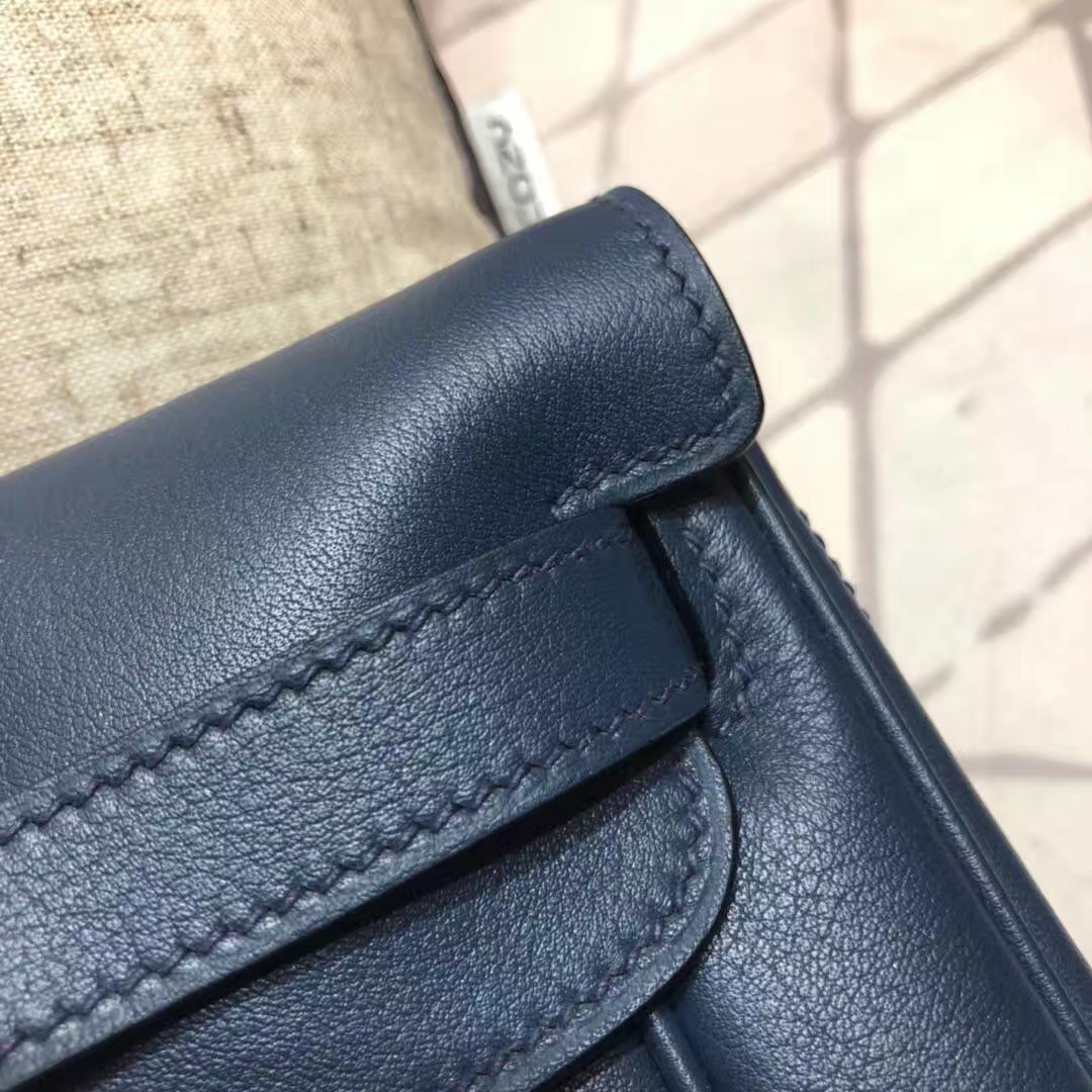 Hermes Parfums包包 爱马仕宝石蓝原厂Swift牛皮单肩斜挎女包 银扣